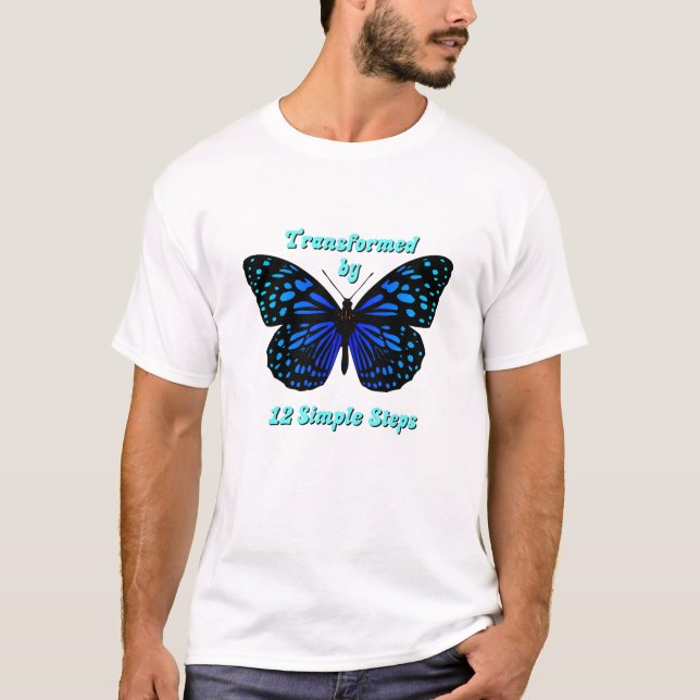 Camiseta Transformado por 12 Passos Simples, AA, NA, Al-Ano (Frente)