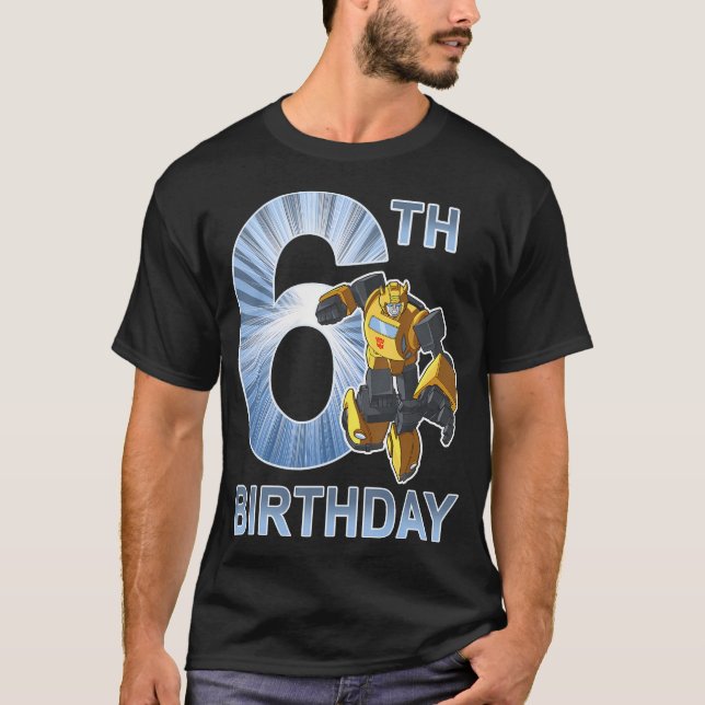 Camiseta Transformadores Bumblebee 6 Birthday Vintage (Frente)