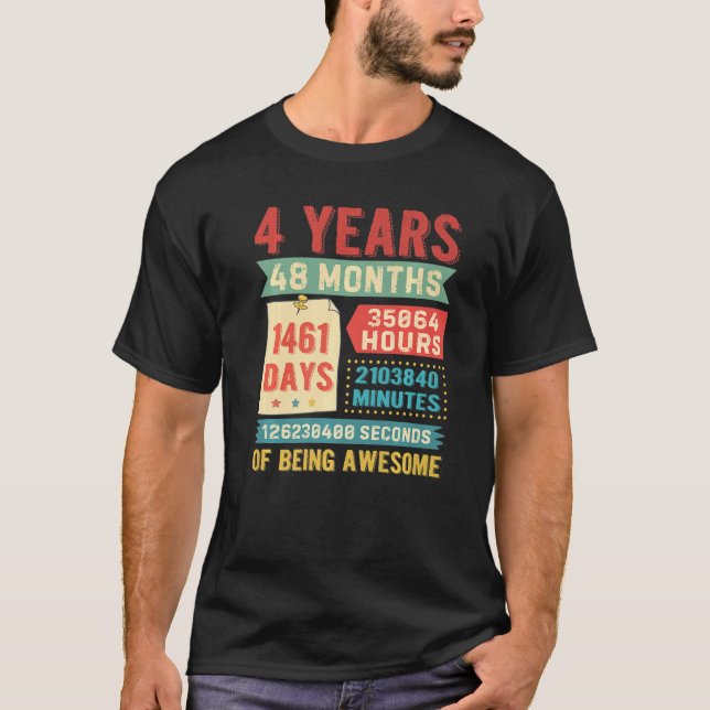 Camiseta Transformando em 4 anos 4.º aniversário de decoraç (Frente)