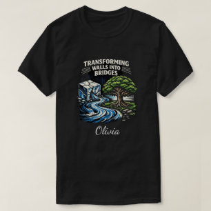 Camiseta Transformando Muralhas em Pontes Xilogravura