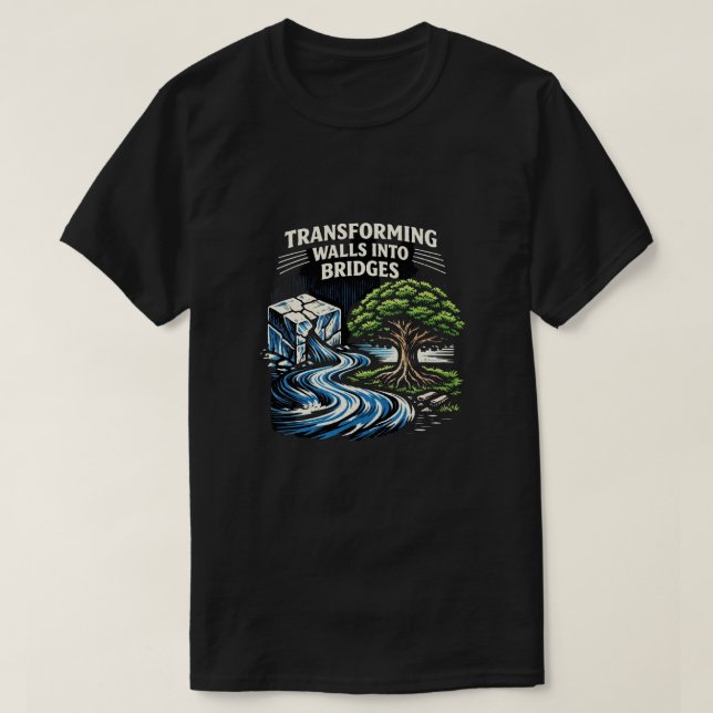 Camiseta Transformando Muralhas em Pontes Xilogravura (Frente do Design)