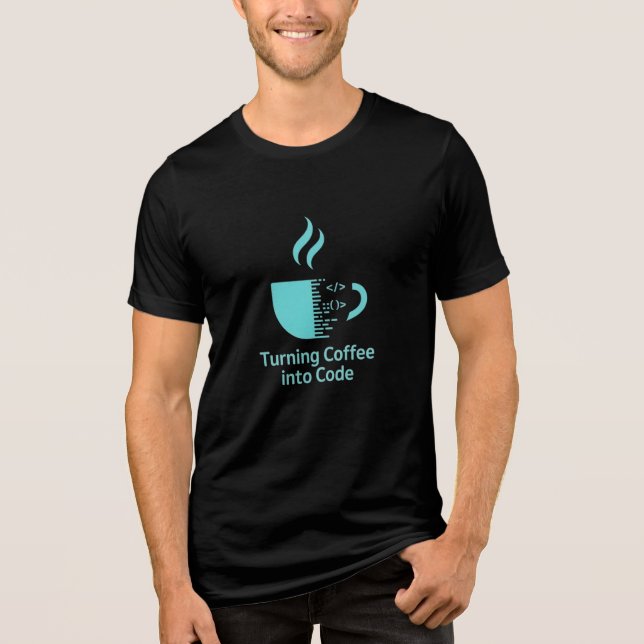 Camiseta Transformando O Café Em Design De Programador De S (Frente)