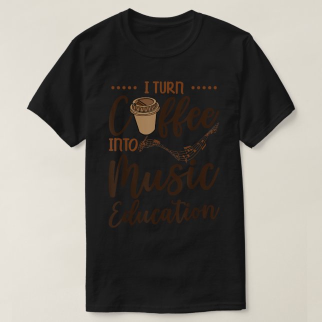 Camiseta Transformo Café Em Música, Música Em Cafeína (Frente do Design)