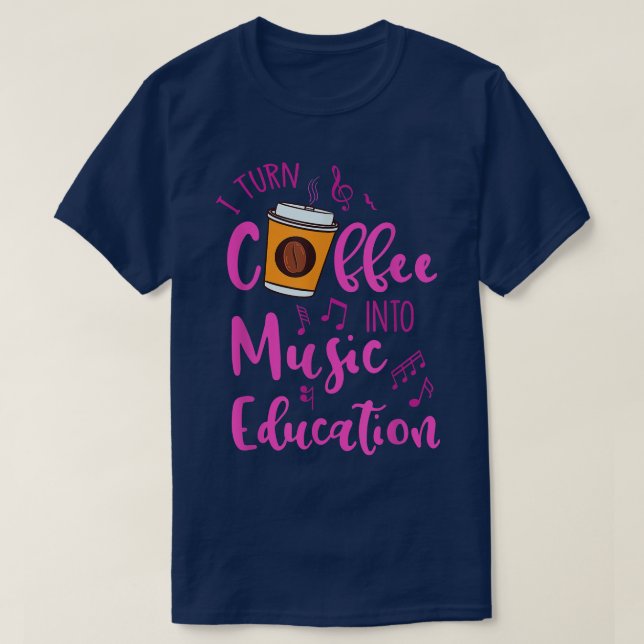 Camiseta Transformo Café Em Música, Treinador De Música G (Frente do Design)