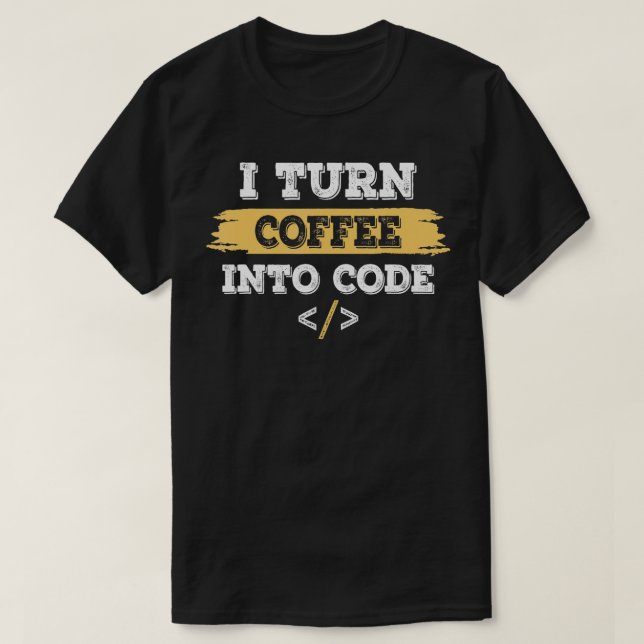 Camiseta transformo café em programador de código (Frente do Design)