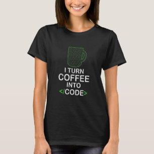 Camiseta Transformo Café Em Suporte De Ti Para O Programado