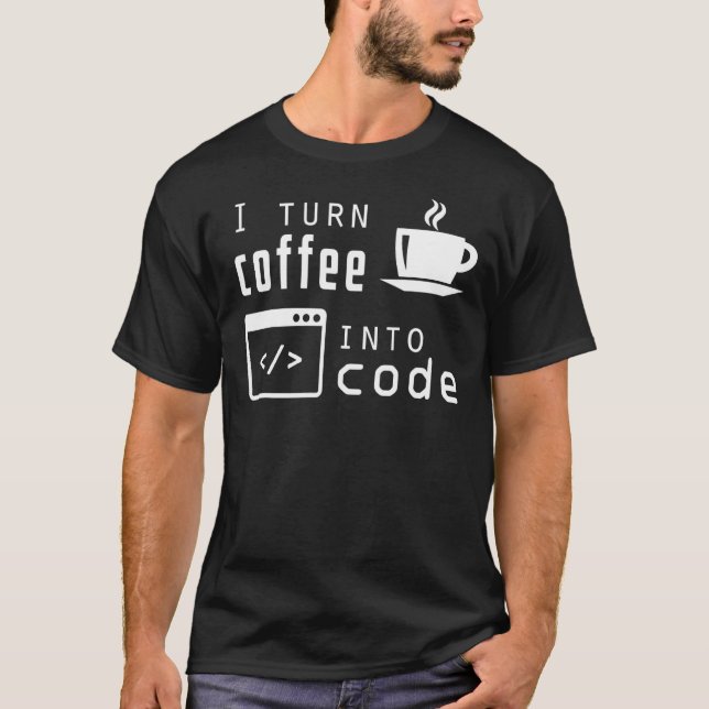 Camiseta Transformo Café Em Tecnologia De Informação De Cód (Frente)