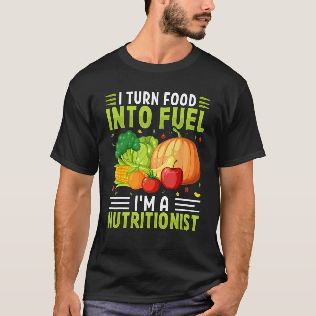Camiseta Transformo Comida em Combustível Sou um Nutricioni (Frente)