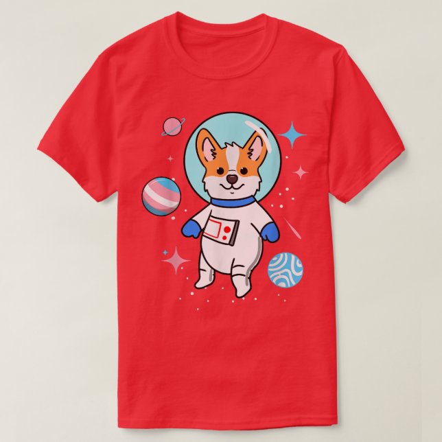 Camiseta Transgender Corgi In Space Trans Pride  (Frente do Design)