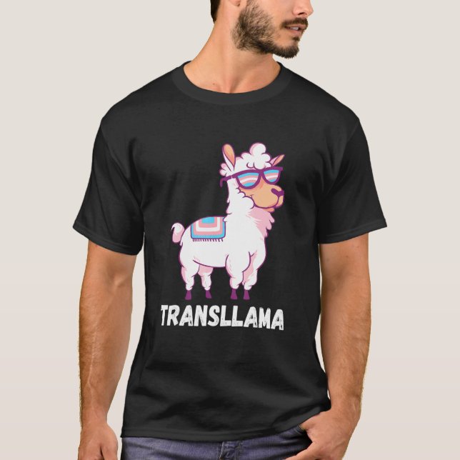 Camiseta Transgender Rainbow Eyeglass Llama Lgbt Transsexua (Frente)