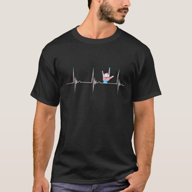 Camiseta Transgênero ASL Heartbeat EKG Pulso Heat Transexua (Frente)