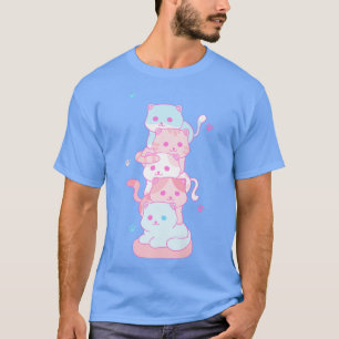 Camiseta Transgênero de pilha de Gato LGBT Kawaii de Orgulh