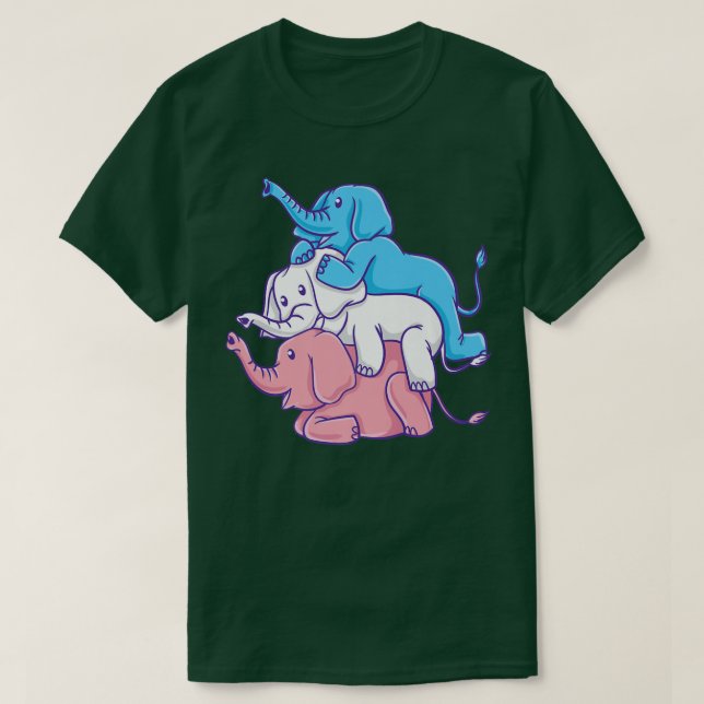 Camiseta Transgênero de Pilha Elefante de Orgulho Trans  (Frente do Design)