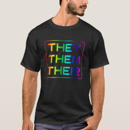 Camiseta Transgênero LGBT Eles São Seus Pronomes Arco-Íris