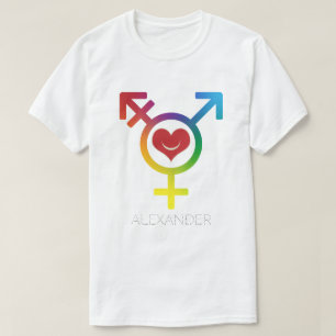 Camiseta Transgênero Rainbow Heart Smile Gay LGBT Personali