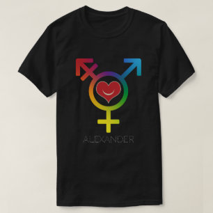 Camiseta Transgênero Rainbow Heart Smiling Gay LGBT Persona