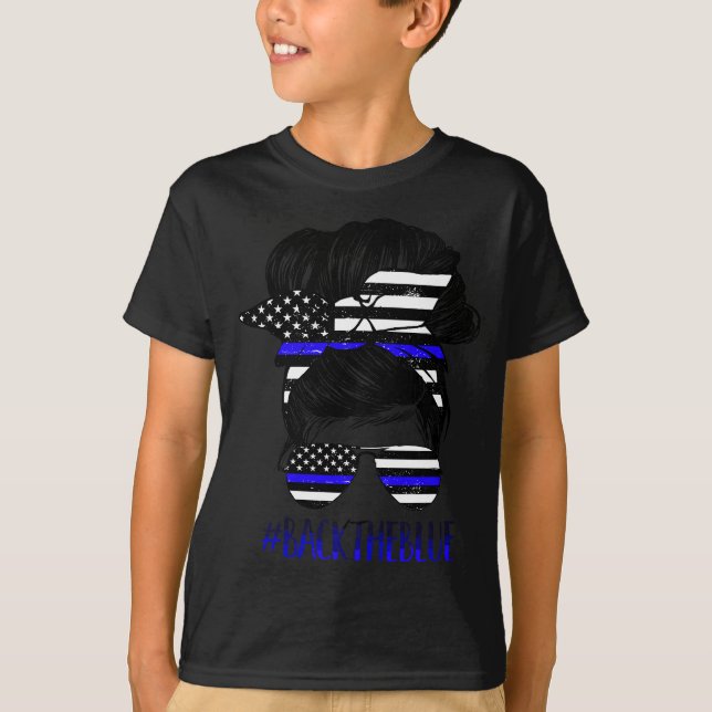Camiseta Traseira A Roupa Azul Da Polícia Da Linha Azul (Frente)