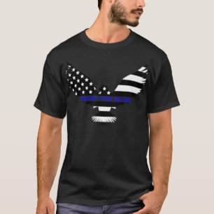 Camiseta Traseira Da Águia Azul Com Bandeira Dos Estados Un
