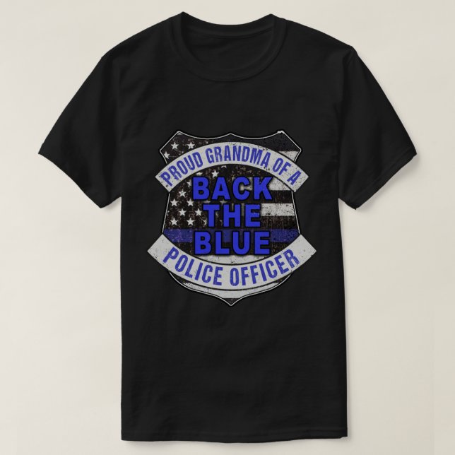Camiseta Traseira da Linha Azul-Fino Azul Orgulhosa Polícia (Frente do Design)