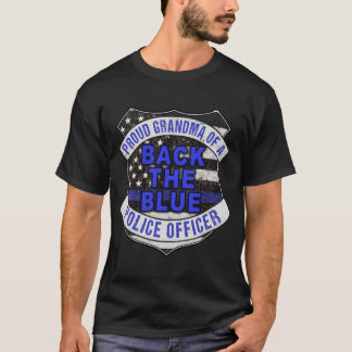 Camiseta Traseira da Linha Azul-Fino Azul Orgulhosa Polícia
