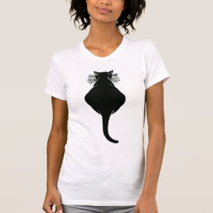 Camiseta traseira de gato preto
