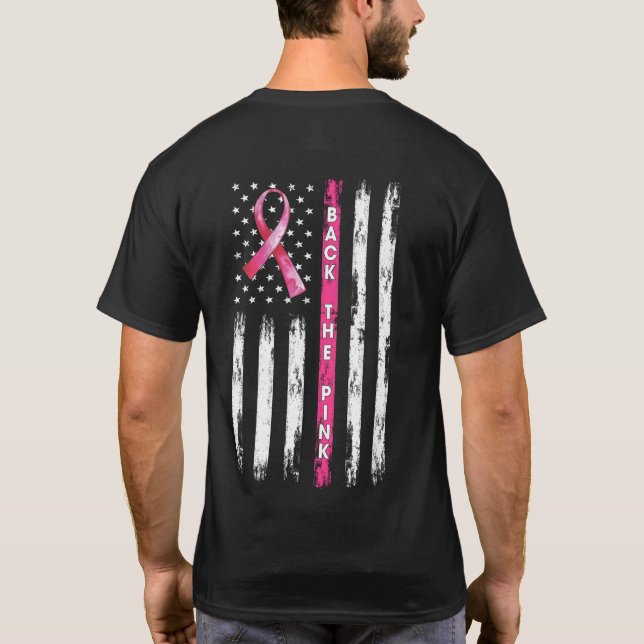 Camiseta Traseira do Cancer Americano de Sinalizador Rosa (Verso)