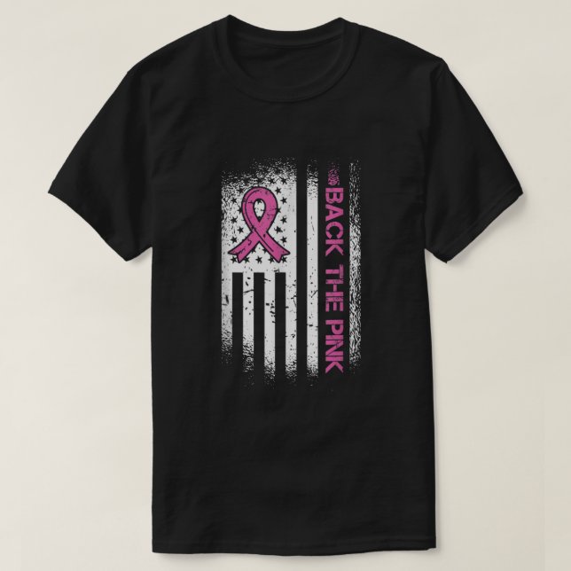 Camiseta Traseira O Cancer A Da Bandeira Americana Da Fita  (Frente do Design)