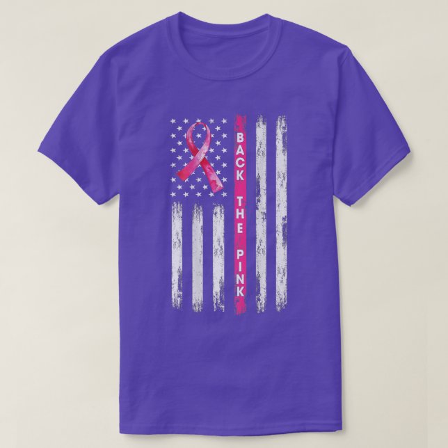 Camiseta Traseira O Cancer A Da Bandeira Americana Da Fita  (Frente do Design)