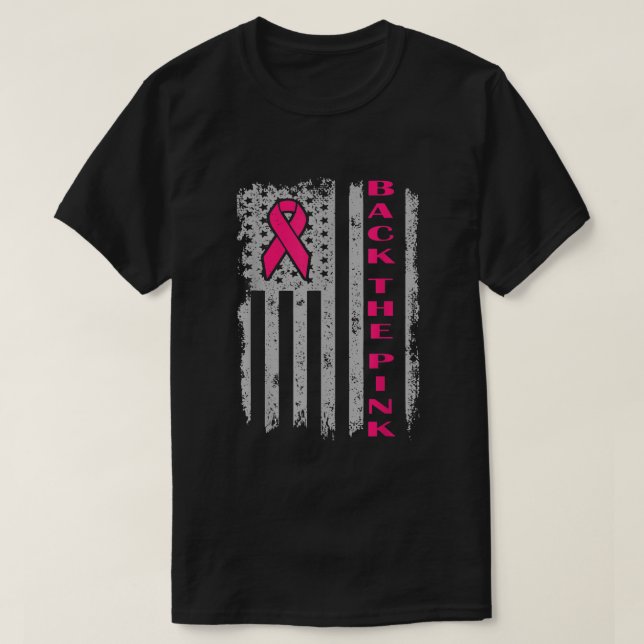 Camiseta Traseira O Cancer A Da Bandeira Americana Da Fita  (Frente do Design)