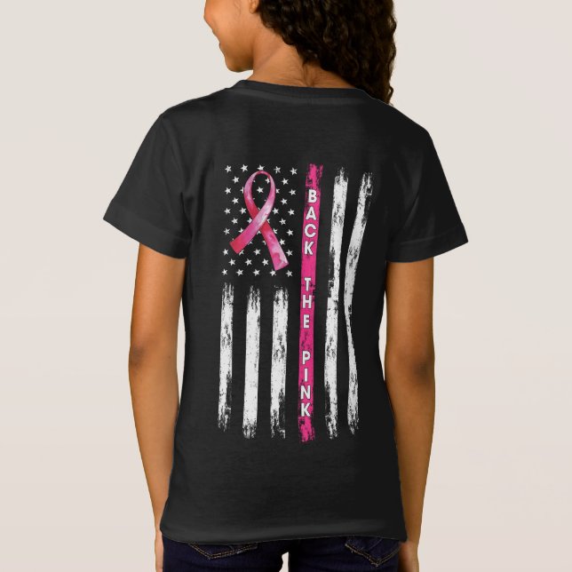 Camiseta Traseira O Cancer De Bandeira Americana Da Fita Ro (Verso)