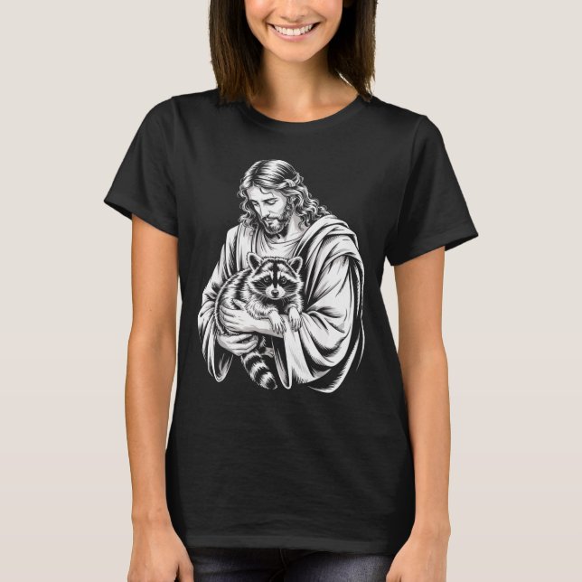 Camiseta Trash Panda Jesus Raccoon Trashed Racoon Animal Ra (Frente)