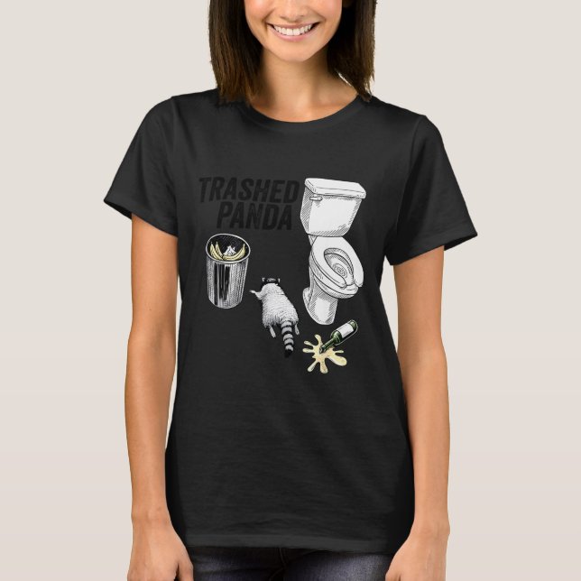 Camiseta Trashed Panda, Funny Drunk Raccoon, Trash Panda Hu (Frente)