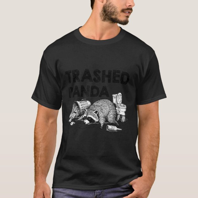 Camiseta Trashed Panda Funny Drunk Racoon Gets Drunk Meme F (Frente)