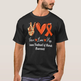 Camiseta Tratamento Humano de Animais Paz Amor Esperança La