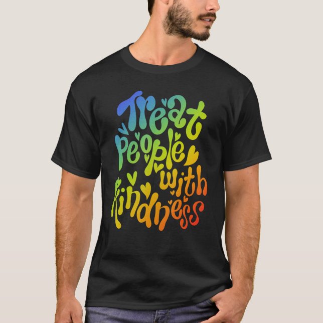 Camiseta Tratar Pessoas Com Bondade Anti-Bullying Arco-Íris (Frente)