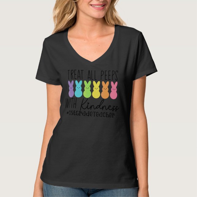 Camiseta Tratar Todos Os Bunnies Com Bondade 1 Professora D (Frente)