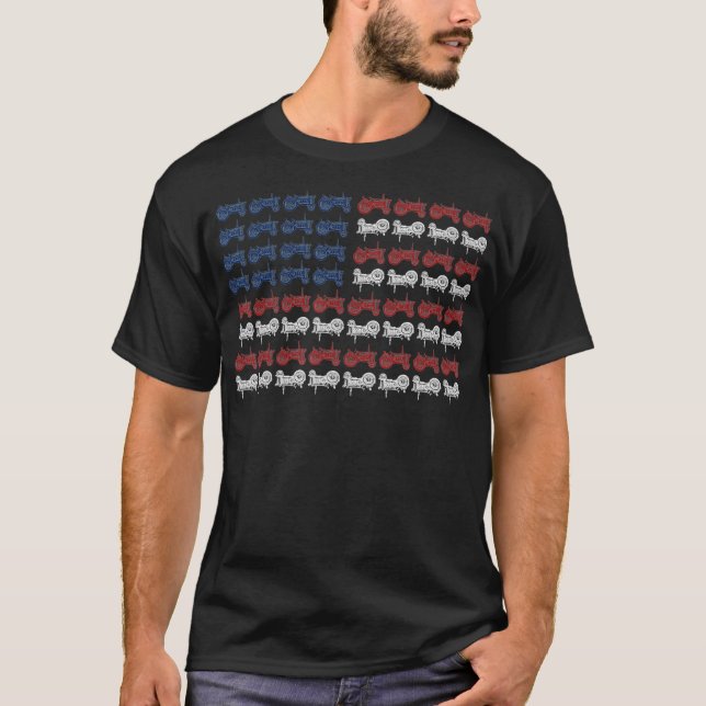 Camiseta Trator American Flag - agricultura patriótica  (Frente)