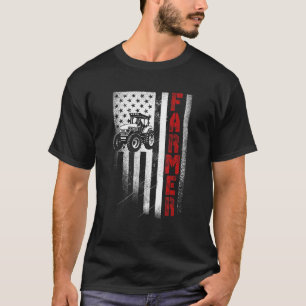 Camiseta Trator American Flag Farming Vintage Patriotic Fa