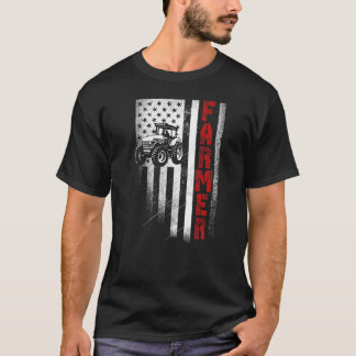 Camiseta Trator American Flag Farming Vintage Patriotic Fa
