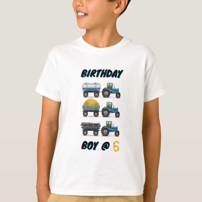 Camiseta Trator Birthday Boy às 6 (Frente)