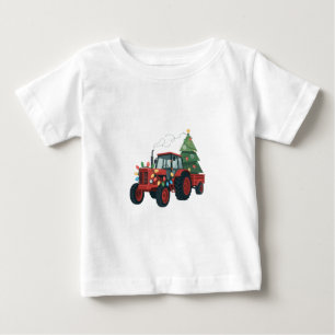 Camiseta Trator com Reboque Santa Fazenda Agricultor Natal