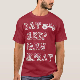 Camiseta Trator Coma Fazenda de sono Repetir Presente Lado