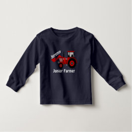 Camiseta Trator de carga vermelha "Junior Farmer" e "Name"