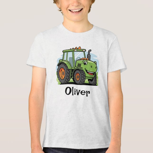 Camiseta Trator de Dinossauro Fofo para Crianças (Frente)