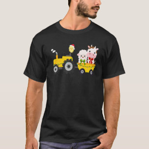 Camiseta Trator de Fazenda Vaca Ovelha Frango Natal Xmas Fa