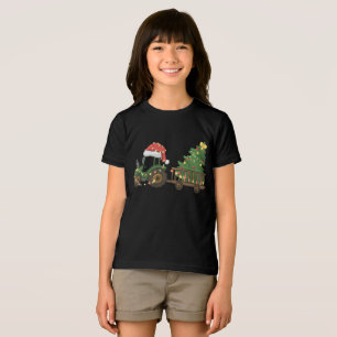 Camiseta Trator de Natal com Fazenda de Árvore Fazendeiro