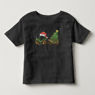 Camiseta Trator de Natal com Fazenda de Árvore Fazendeiro