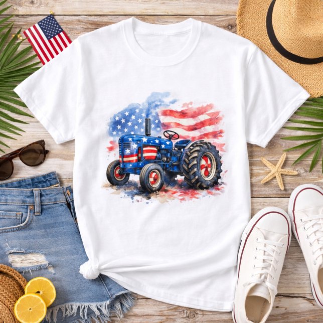 Camiseta Trator Estrelas e Listras Patrióticas (Criador carregado)