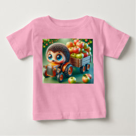 Camiseta Trator Laranja com Porcas e Maçãs