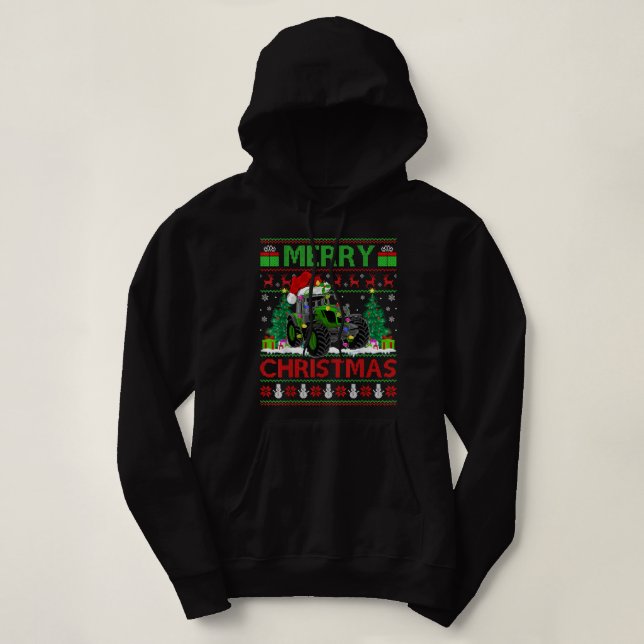 Camiseta Trator Lover Xmas Tree Ugly Papais noeis Trator Ch (Frente do Design)